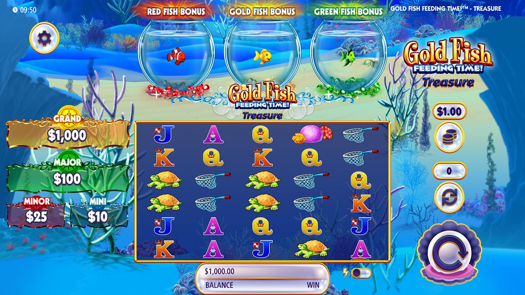 Screenshot of Goldfish Feeding Time slot from SG Gaming
