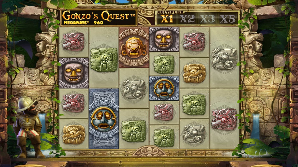 Screenshot of Gonzo's Quest Megaways slot from Red Tiger Gaming