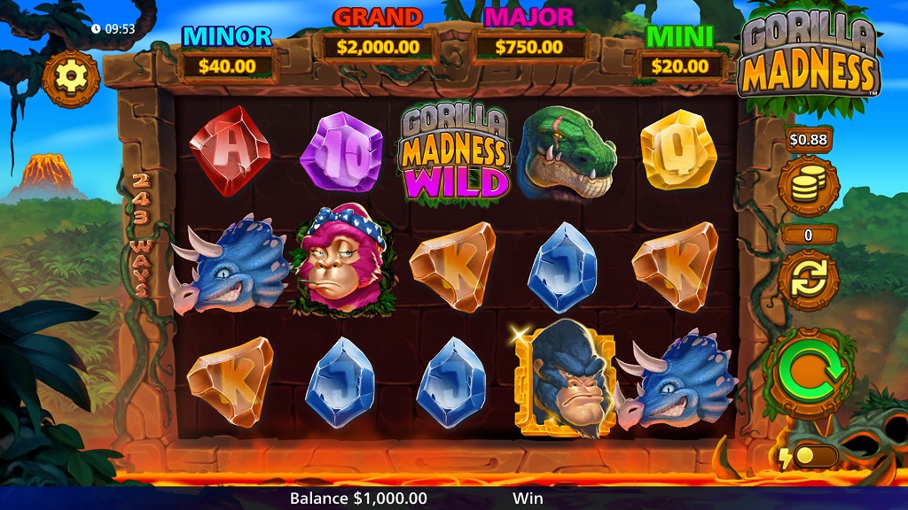 Screenshot of Gorilla Madness slot from SG Gaming