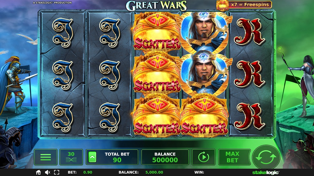 Screenshot of Great Wars slot from StakeLogic