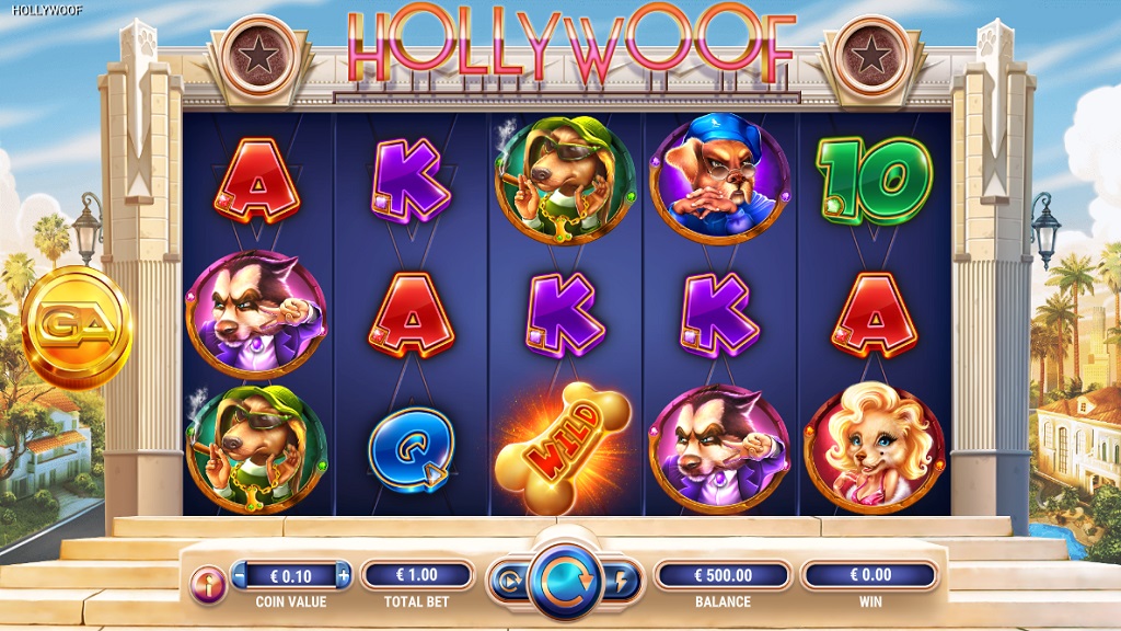 Screenshot of Hollywoof slot from GameArt
