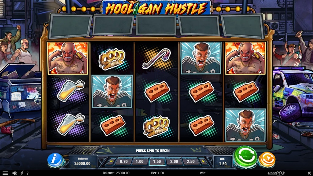 Screenshot of Hooligan Hustle slot from Play’n Go