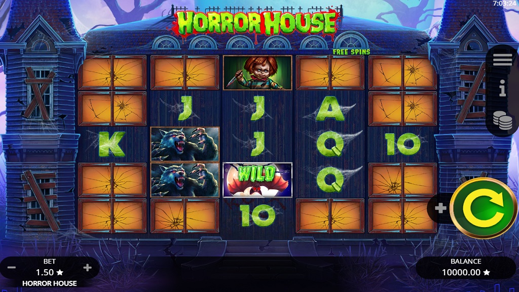Screenshot of Horror House slot from Booming Games