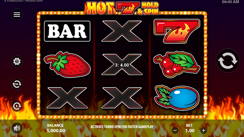 Screenshot of Hot 7 Hold & Spin slot from StakeLogic