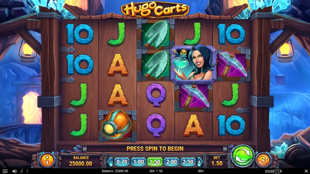 Screenshot of Hugo Carts slot from Play’n Go
