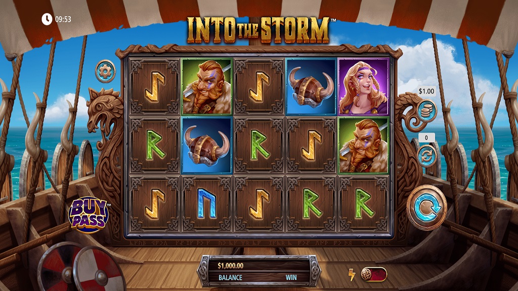 Screenshot of Into the Storm slot from SG Gaming