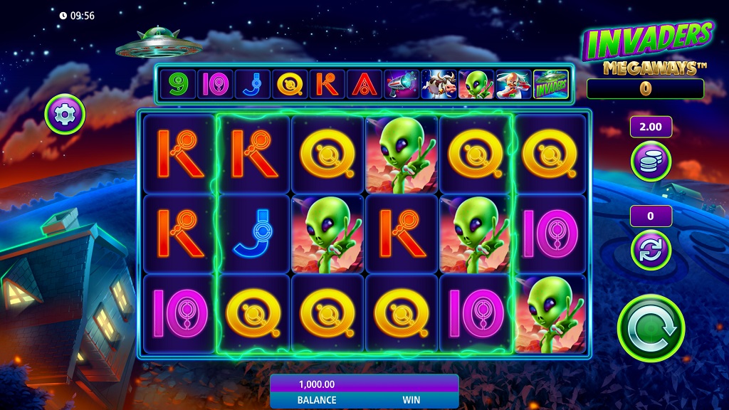 Screenshot of Invaders Megaways slot from SG Gaming
