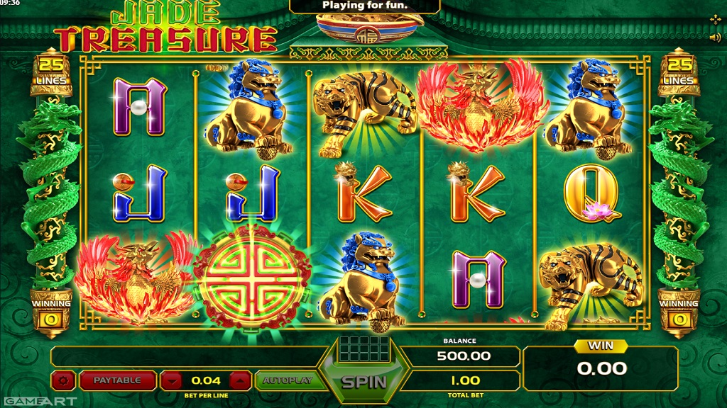 Screenshot of Jade Treasure slot from GameArt