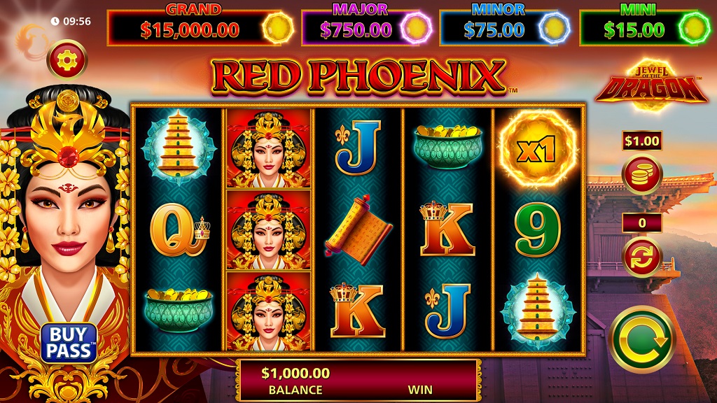 Screenshot of Jewel Dragon Red Phoenix slot from SG Gaming