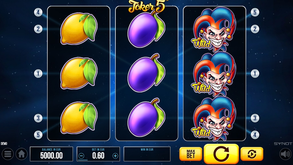 Screenshot of Joker 5 slot from Synot