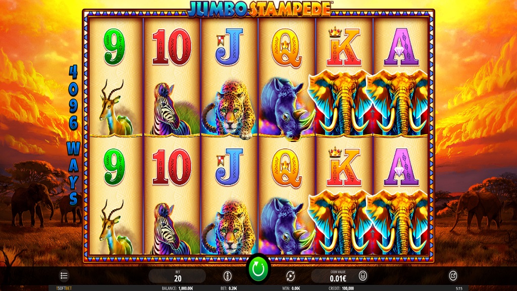 Screenshot of Jumbo Stampede slot from iSoftBet