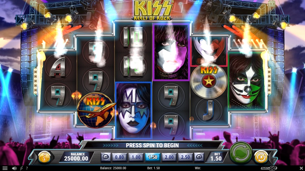 Screenshot of KISS: Reels of Rock slot from Play’n Go