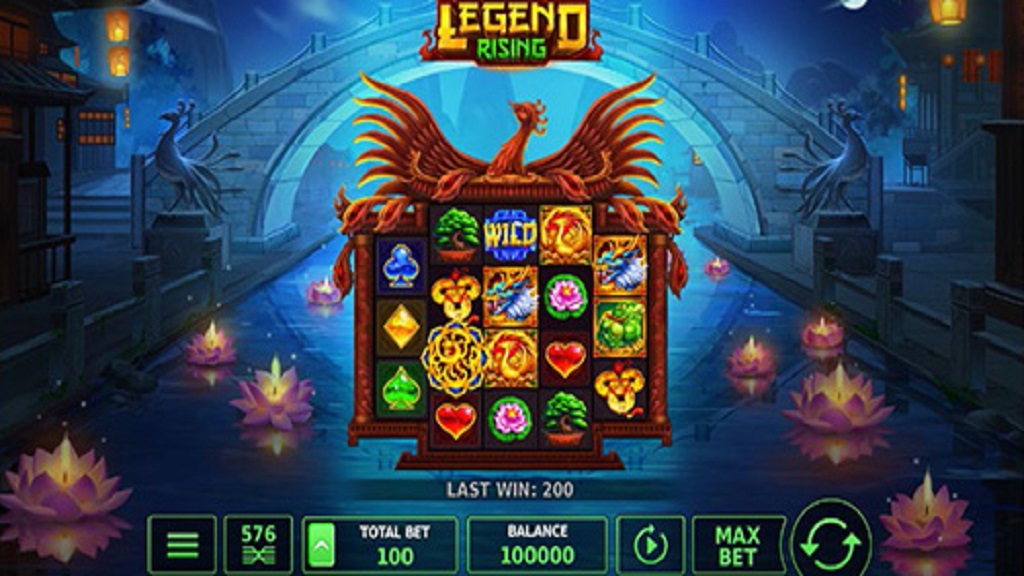 Screenshot of Legend Rising slot from StakeLogic