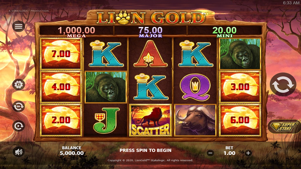 Screenshot of Lion Gold slot from StakeLogic