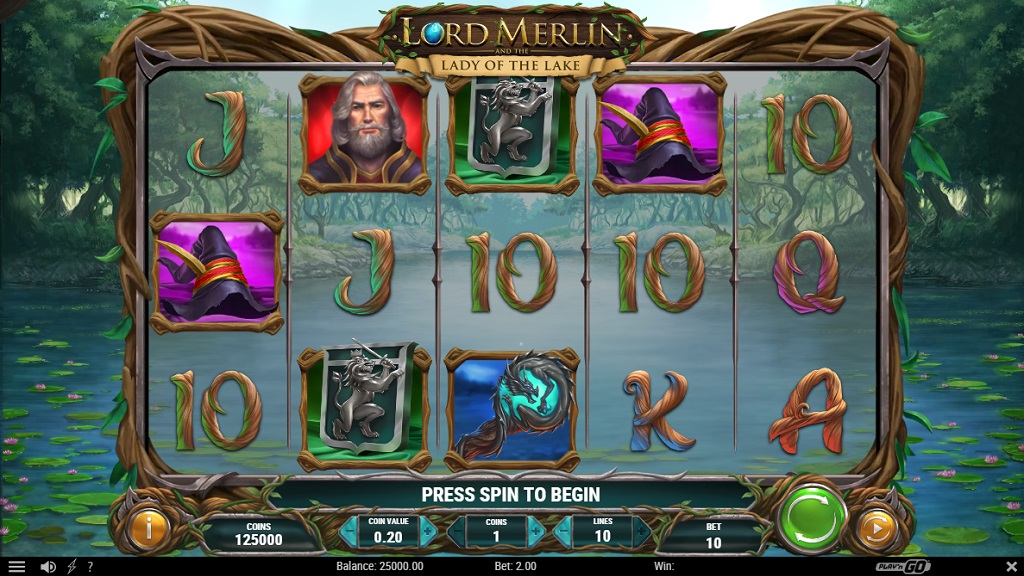 Screenshot of Lord Merlin and the Lady of the Lake slot from Play’n Go