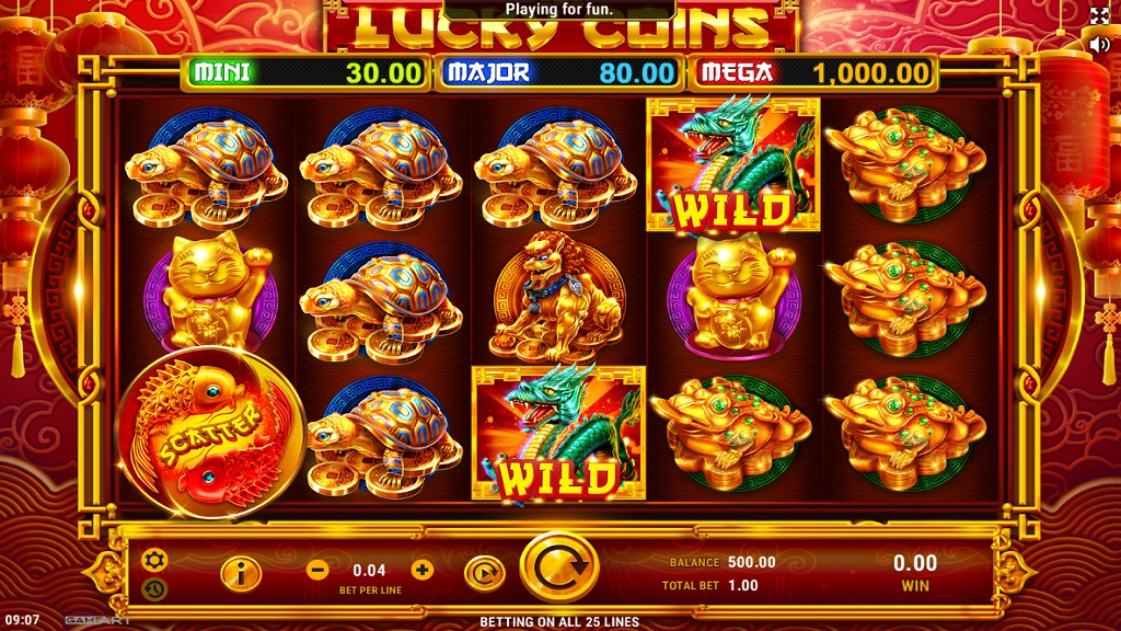 Screenshot of Lucky Coins slot from GameArt