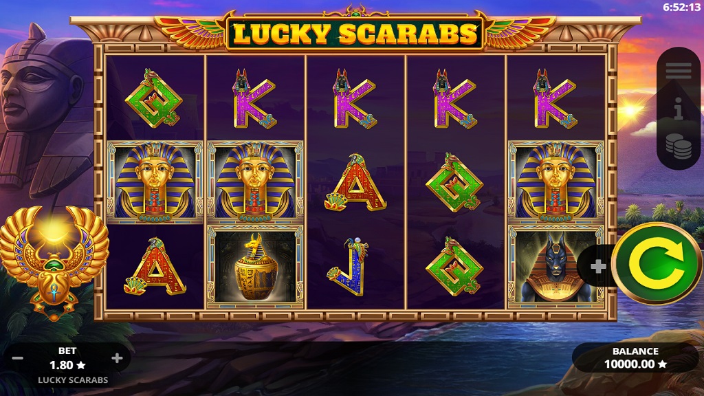 Screenshot of Lucky Scarabs slot from Booming Games