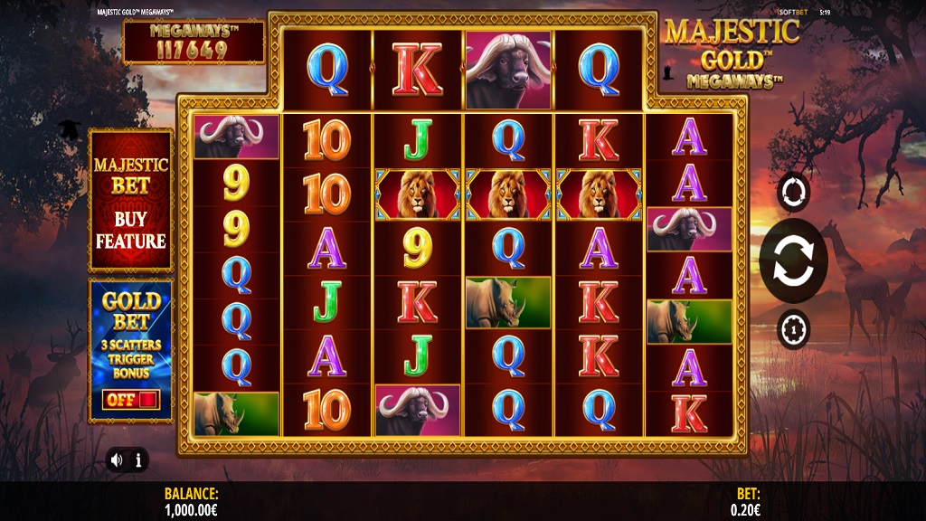 Screenshot of Majestic Gold Megaways slot from iSoftBet