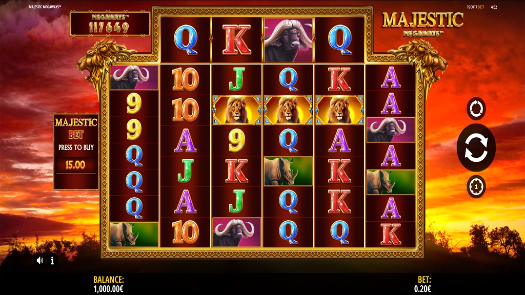 Screenshot of Majestic Megaways slot from iSoftBet