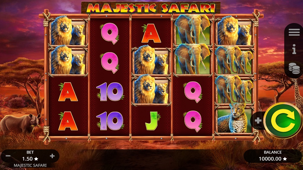 Screenshot of Majestic Safari slot from Booming Games