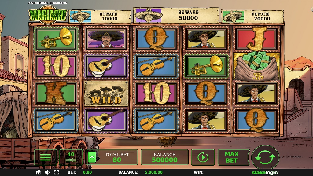 Screenshot of Mariachi slot from StakeLogic