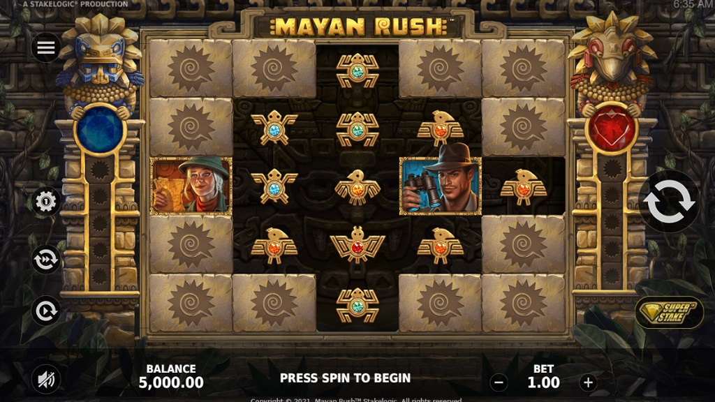Screenshot of Mayan Rush slot from StakeLogic