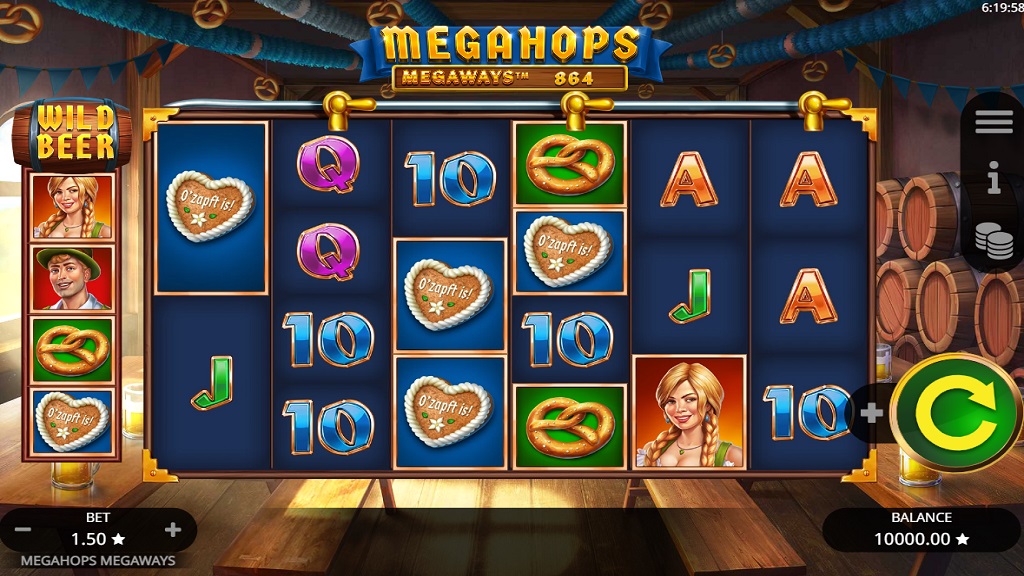 Screenshot of Megahops Megaways slot from Booming Games