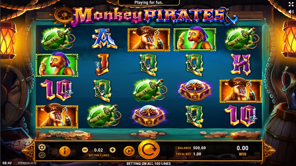 Screenshot of Monkey Pirates slot from GameArt