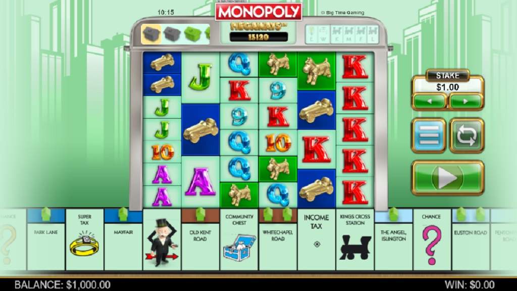 Screenshot of Monopoly Megaways slot from SG Gaming