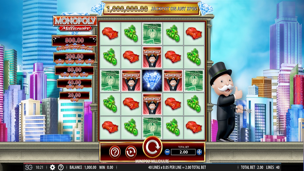 Screenshot of Monopoly Millionaire slot from SG Gaming