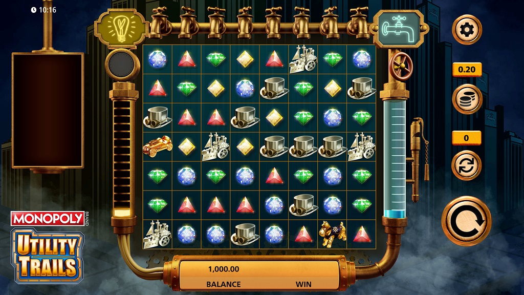 Screenshot of Monopoly Utility Trails slot from SG Gaming