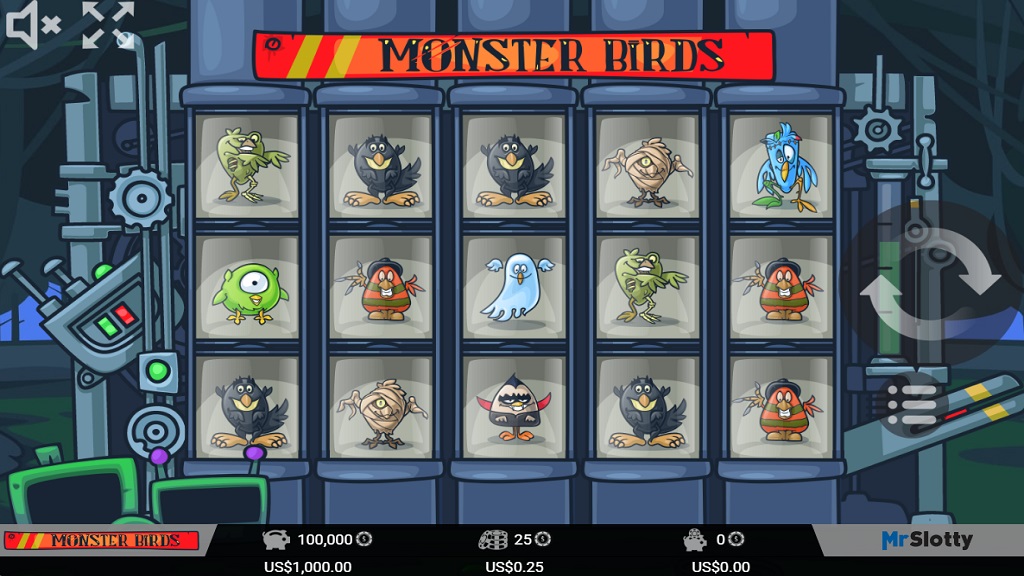 Screenshot of Monster Birds slot from Mr Slotty