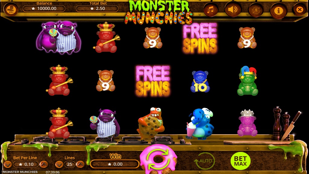 Screenshot of Monster Munchies slot from Booming Games