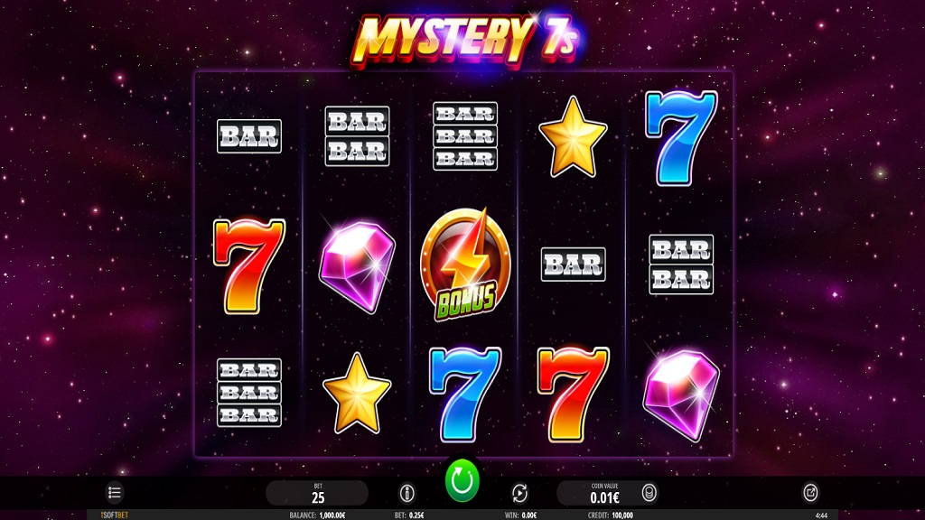 Screenshot of Mystery 7s slot from iSoftBet