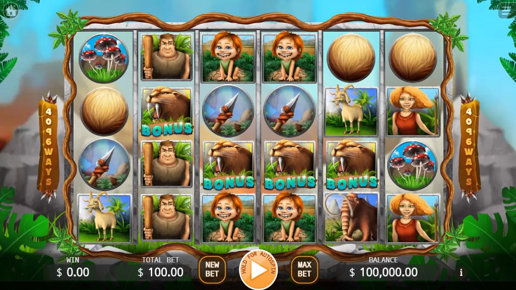 Screenshot of Neanderthals slot from Ka Gaming