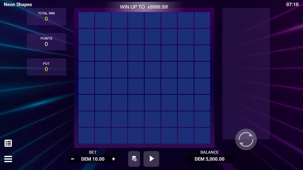 Screenshot of Neon Shapes slot from Evoplay Entertainment