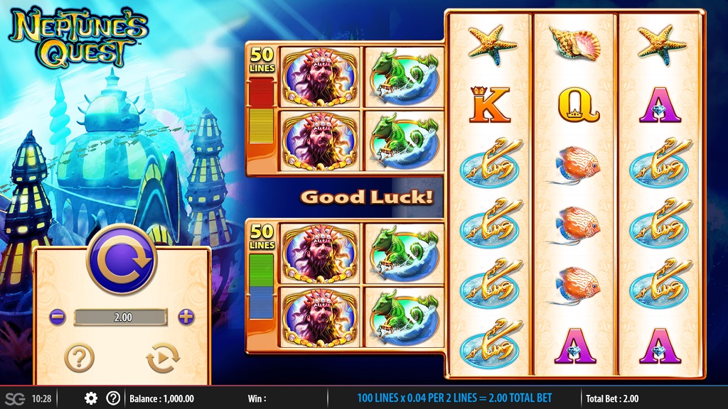 Screenshot of Neptune’s Quest slot from SG Gaming