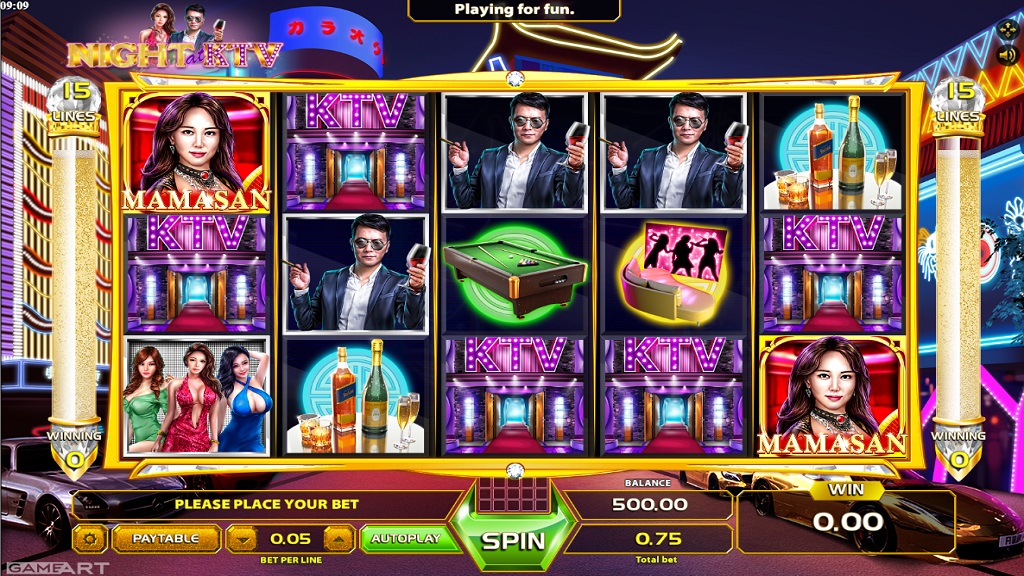 Screenshot of Night at KTV slot from GameArt