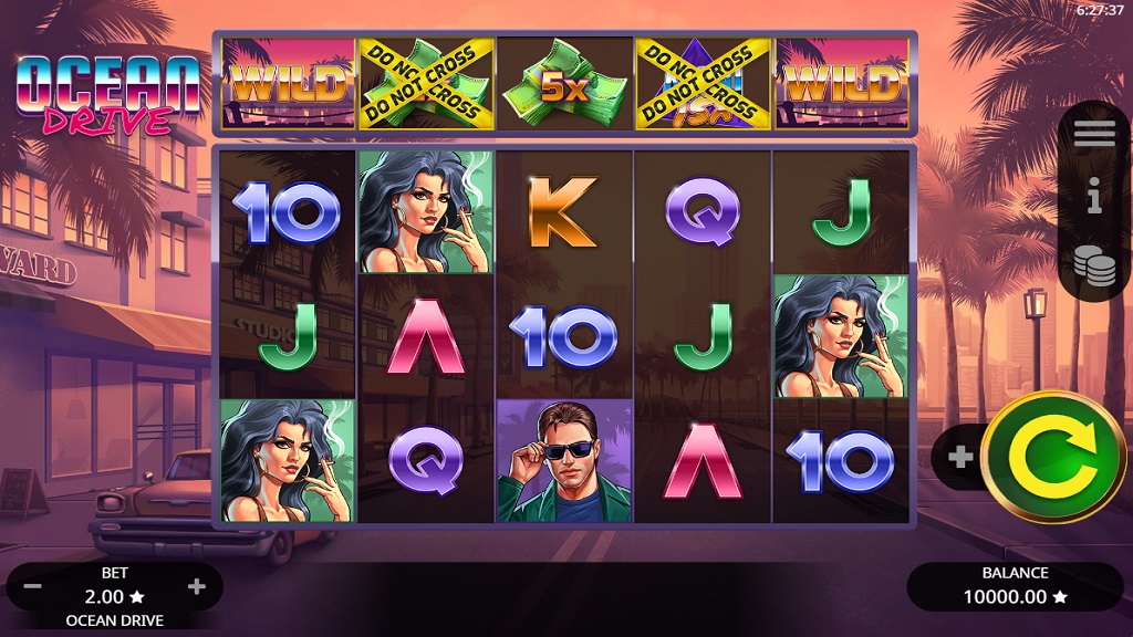 Screenshot of Ocean Drive slot from Booming Games