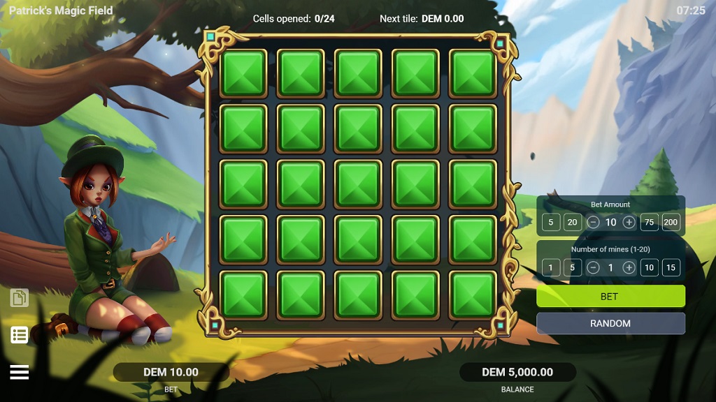 Screenshot of Patrick's Magic Field slot from Evoplay Entertainment