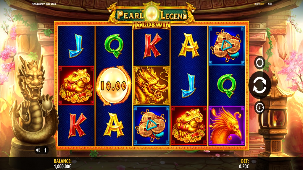 Screenshot of Pearl Legend Hold and Win slot from iSoftBet
