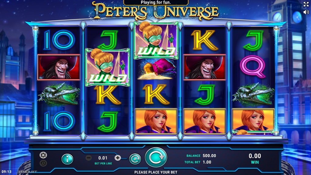 Screenshot of Peter's Universe slot from GameArt