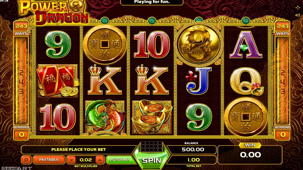 Screenshot of Power Dragon slot from GameArt