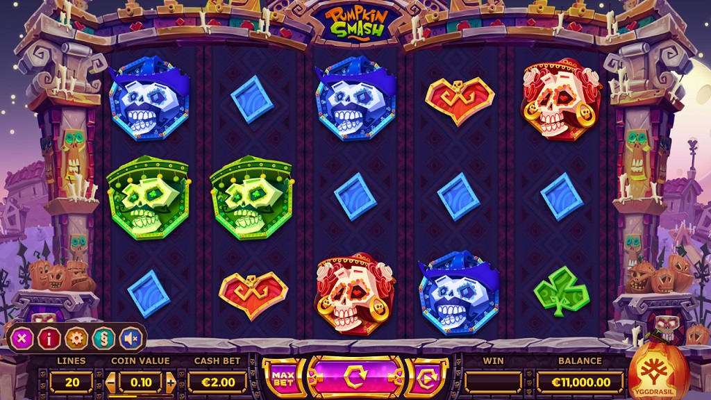 Screenshot of Pumpkin Smash slot from Yggdrasil Gaming