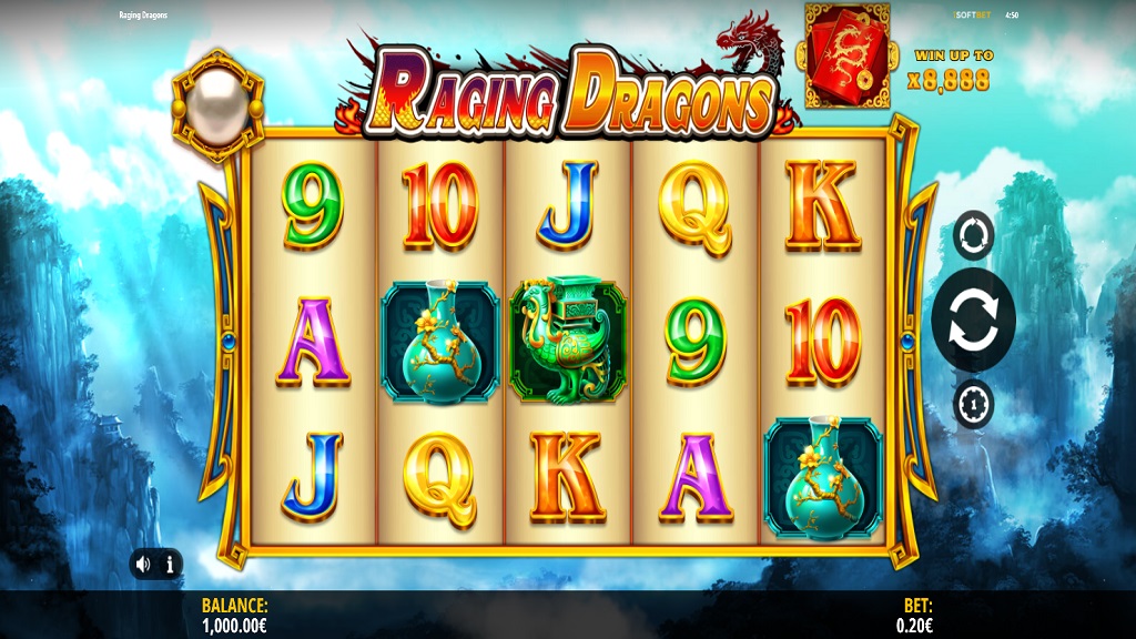 Screenshot of the Raging Dragons slot from iSoftBet