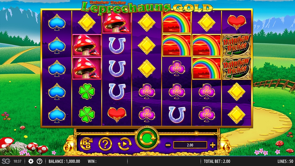Screenshot of Rainbow Riches Leprechauns Gold slot from SG Gaming