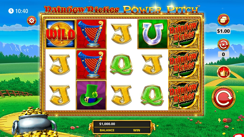 Screenshot of Rainbow Riches Power Pitch slot from SG Gaming