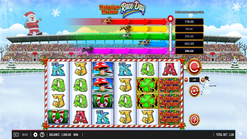 Screenshot of Rainbow Riches Race Day slot from SG Gaming