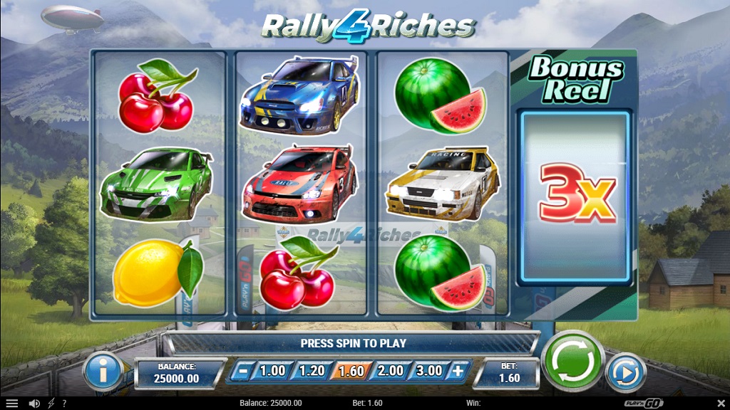 Screenshot of Rally 4 Riches slot from Play’n Go