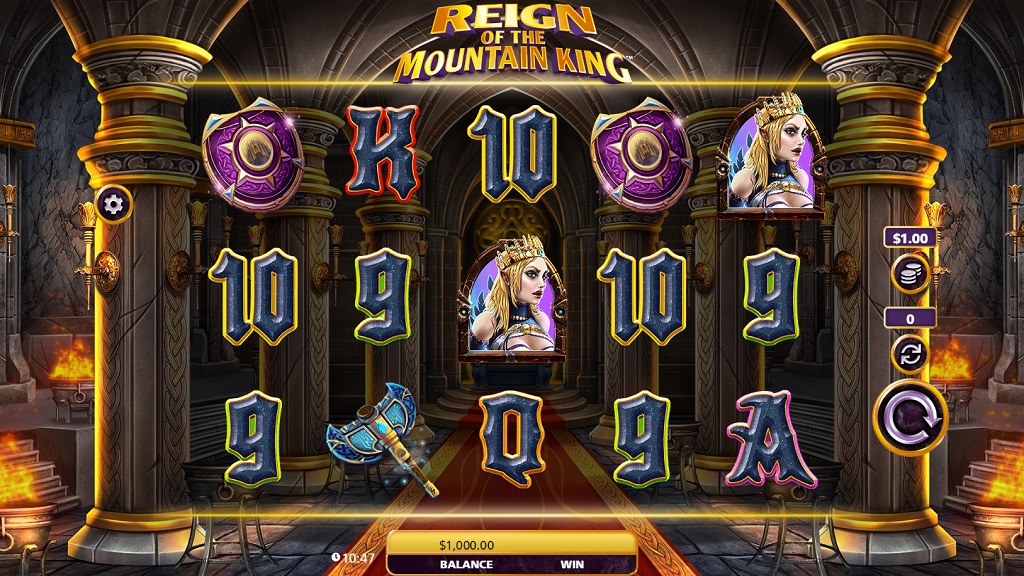 Screenshot of Reign of the Mountain King slot from SG Gaming